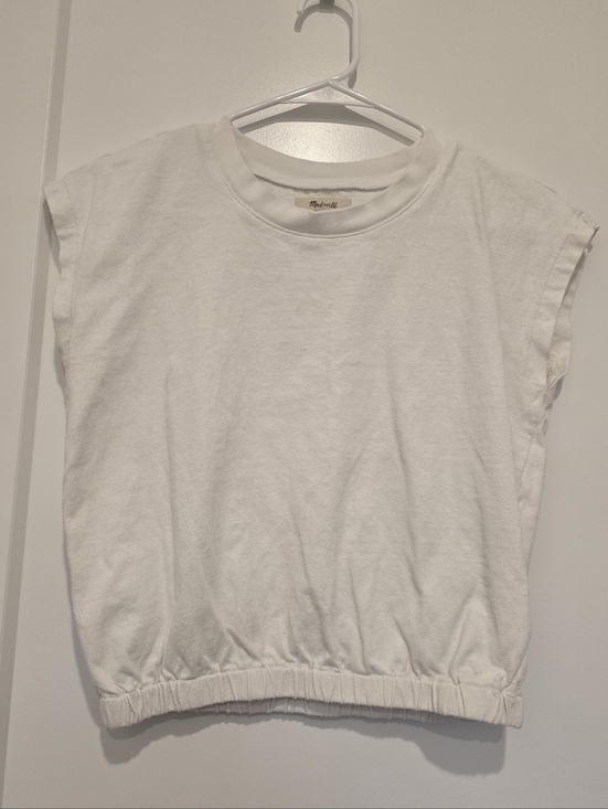 Madewell Tops - Madwell Cotton Boxy White Tee With Elastic Waist